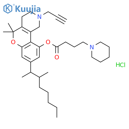 1-Piperidinebutanoicacid,8-(1,2-dimethylheptyl)-1,3,4,5-tetrahydro-5,5-dimethyl-2-(2-propyn-1-yl)-2H-[1]benzopyrano[4,3-c]pyridin-10-ylester, hydrochloride (1:1) structure