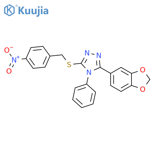 3-(2H-1,3-benzodioxol-5-yl)-5-{(4-nitrophenyl)methylsulfanyl}-4-phenyl-4H-1,2,4-triazole structure