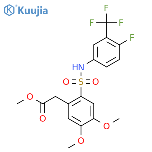 Methyl 2-(2-{[4-fluoro-3-(trifluoromethyl)phenyl]sulfamoyl}-4,5-dimethoxyphenyl)acetate structure