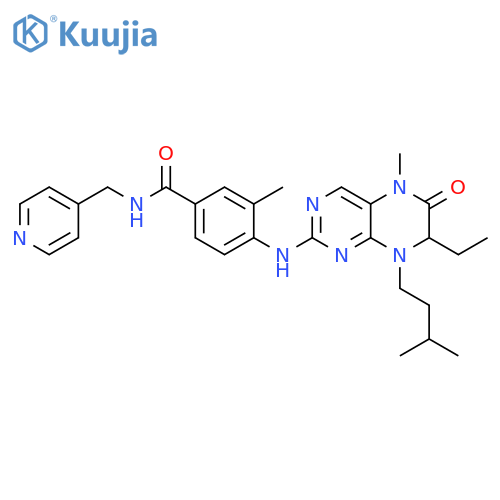 Benzamide,4-[[7-ethyl-5,6,7,8-tetrahydro-5-methyl-8-(3-methylbutyl)-6-oxo-2-pteridinyl]amino]-3-methyl-N-(4-pyridinylmethyl)- structure