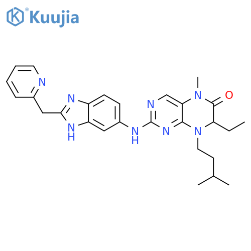 6(5H)-Pteridinone,7-ethyl-7,8-dihydro-5-methyl-8-(3-methylbutyl)-2-[[2-(2-pyridinylmethyl)-1H-benzimidazol-5-yl]amino]- structure