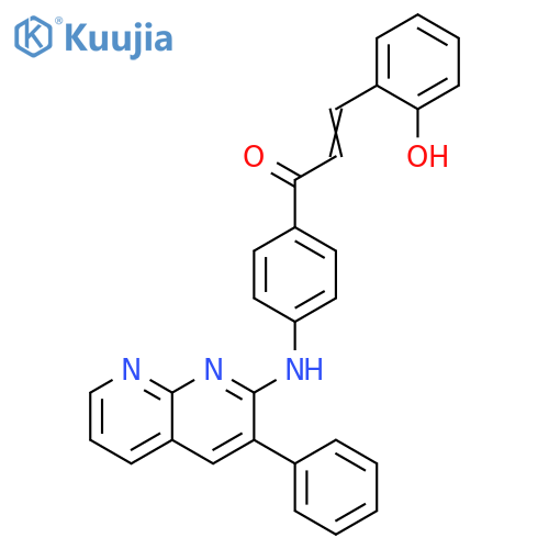 2-Propen-1-one,3-(2-hydroxyphenyl)-1-[4-[(3-phenyl-1,8-naphthyridin-2-yl)amino]phenyl]- structure