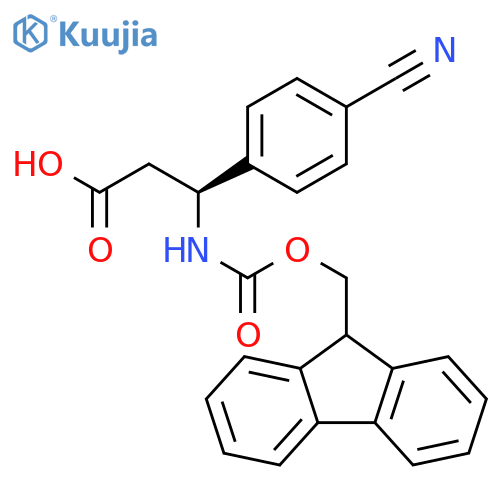 (3S)-3-(4-cyanophenyl)-3-(9H-fluoren-9-ylmethoxycarbonylamino)propanoic acid structure