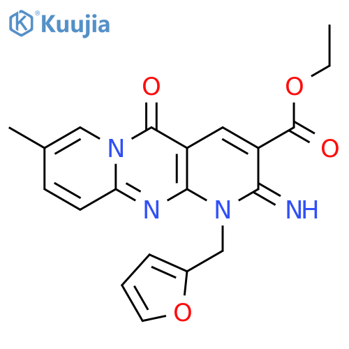 ethyl 7-(furan-2-yl)methyl-6-imino-13-methyl-2-oxo-1,7,9-triazatricyclo8.4.0.0^{3,8}tetradeca-3(8),4,9,11,13-pentaene-5-carboxylate structure