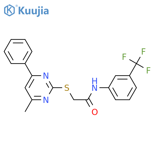 2-(4-methyl-6-phenylpyrimidin-2-yl)sulfanyl-N-3-(trifluoromethyl)phenylacetamide structure