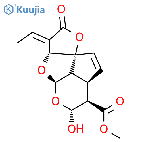 2H,6H-1,4,5-Trioxadicyclopent[a,hi]indene-7-carboxylicacid, 3-ethylidene-3,3a,4a,7,7a,9b-hexahydro-6-hydroxy-2-oxo-, methyl ester,(3E,3aR,4aR,6R,7R,7aR,9aR,9bR)-rel-(+)- structure