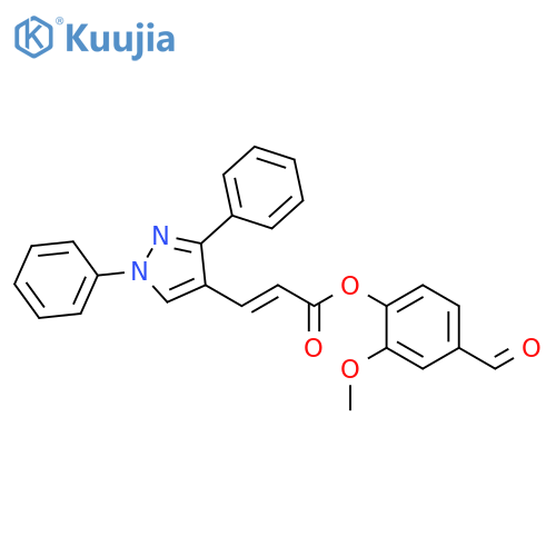 4-formyl-2-methoxyphenyl 3-(1,3-diphenyl-1H-pyrazol-4-yl)prop-2-enoate structure