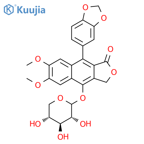 Naphtho[2,3-c]furan-1(3H)-one, 9-(1,3-benzodioxol-5-yl)-6,7-dimethoxy-4-(D-xylopyranosyloxy)- structure