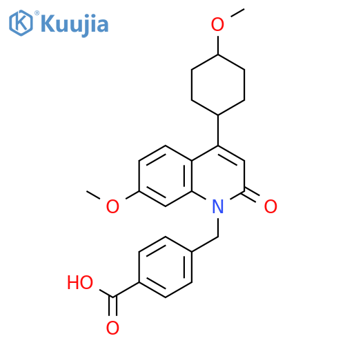 Benzoic acid,4-[[7-methoxy-4-(4-methoxycyclohexyl)-2-oxo-1(2H)-quinolinyl]methyl]- structure