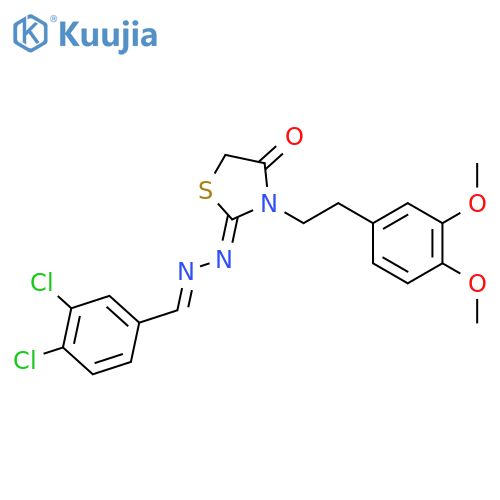 (2E)-2-[(2E)-(3,4-dichlorobenzylidene)hydrazinylidene]-3-[2-(3,4-dimethoxyphenyl)ethyl]-1,3-thiazolidin-4-one structure