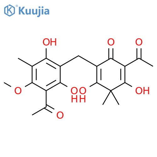 2,5-Cyclohexadien-1-one,2-acetyl-6-[(3-acetyl-2,6-dihydroxy-4-methoxy-5-methylphenyl)methyl]-3,5-dihydroxy-4,4-dimethyl- structure