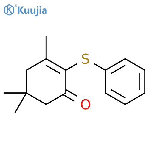 2-Cyclohexen-1-one, 3,5,5-trimethyl-2-(phenylthio)- structure