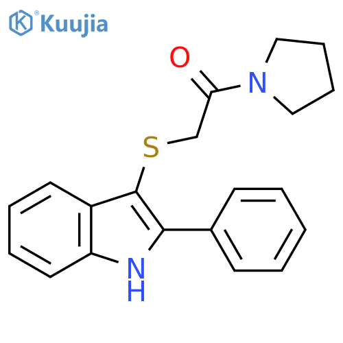 2-[(2-phenyl-1H-indol-3-yl)sulfanyl]-1-(pyrrolidin-1-yl)ethan-1-one structure