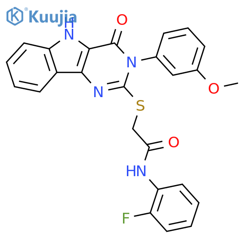 N-(2-fluorophenyl)-2-{3-(3-methoxyphenyl)-4-oxo-3H,4H,5H-pyrimido5,4-bindol-2-ylsulfanyl}acetamide structure