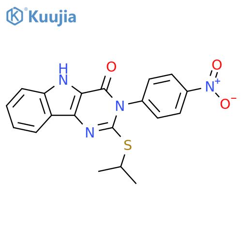 3-(4-nitrophenyl)-2-(propan-2-ylsulfanyl)-3H,4H,5H-pyrimido5,4-bindol-4-one structure