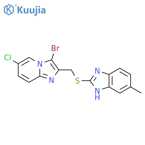 2-({3-bromo-6-chloroimidazo1,2-apyridin-2-yl}methyl)sulfanyl-5-methyl-1H-1,3-benzodiazole structure