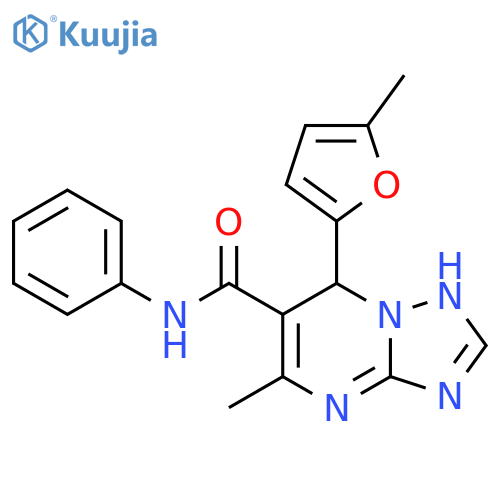 5-methyl-7-(5-methylfuran-2-yl)-N-phenyl-4H,7H-1,2,4triazolo1,5-apyrimidine-6-carboxamide structure