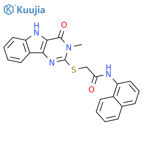 2-({3-methyl-4-oxo-3H,4H,5H-pyrimido5,4-bindol-2-yl}sulfanyl)-N-(naphthalen-1-yl)acetamide structure