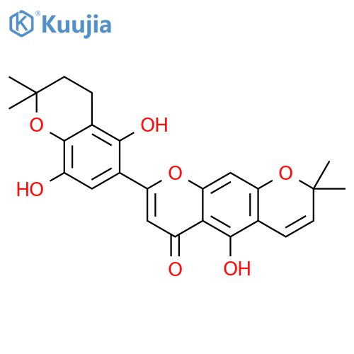 2-(5,8-dihydroxy-2,2-dimethyl-chroman-6-yl)-5-hydroxy-8,8-dimethyl-8H-pyrano[3,2-g]chromen-4-one structure