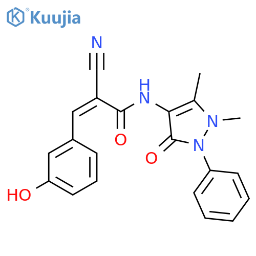 (Z)-2-Cyano-N-(1,5-dimethyl-3-oxo-2-phenylpyrazol-4-yl)-3-(3-hydroxyphenyl)prop-2-enamide structure