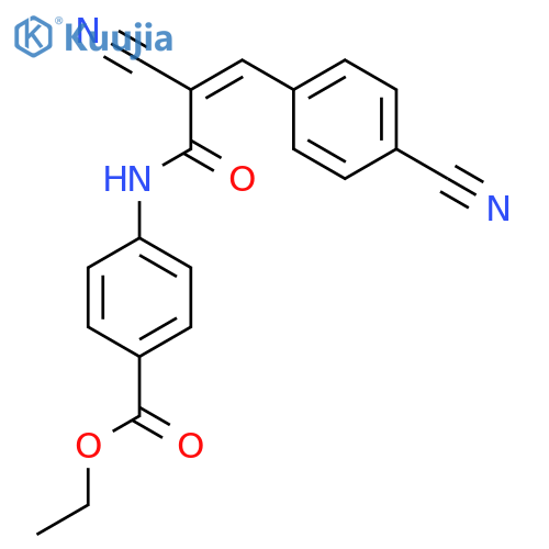 Ethyl 4-[2-cyano-3-(4-cyanophenyl)prop-2-enamido]benzoate structure