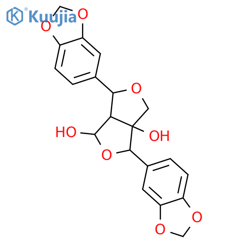 1H,3H-Furo[3,4-c]furan-1,3a(4H)-diol, 3,6-bis(1,3-benzodioxol-5-yl)dihydro-, (1R,3R,3aS,6S,6aR)-rel- structure