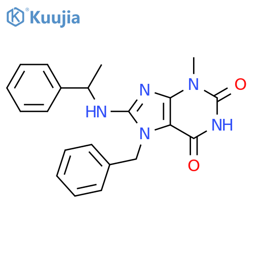 7-benzyl-3-methyl-8-(1-phenylethyl)amino-2,3,6,7-tetrahydro-1H-purine-2,6-dione structure