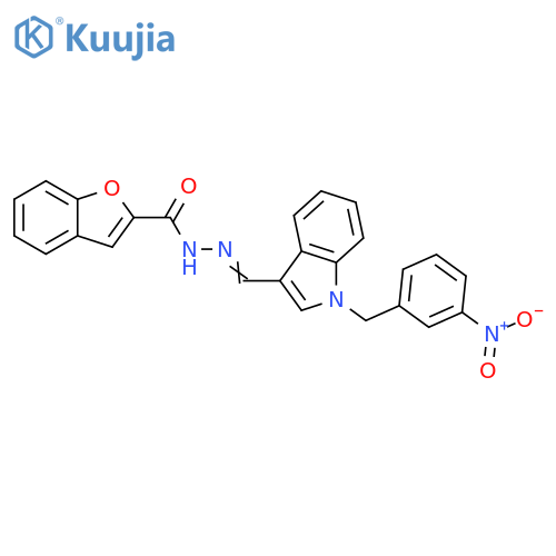 2-Benzofurancarboxylicacid,[[1-[(3-nitrophenyl)methyl]-1H-indol-3-yl]methylene]hydrazide(9CI) structure