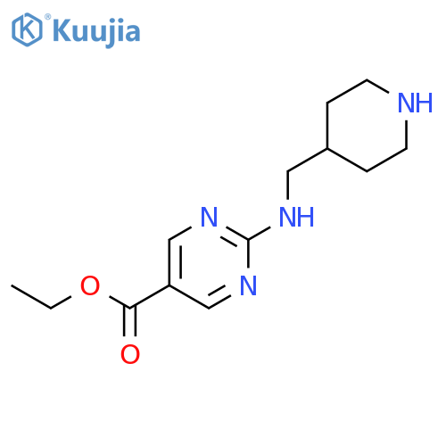 5-Pyrimidinecarboxylic acid, 2-[(4-piperidinylmethyl)amino]-, ethyl ester structure