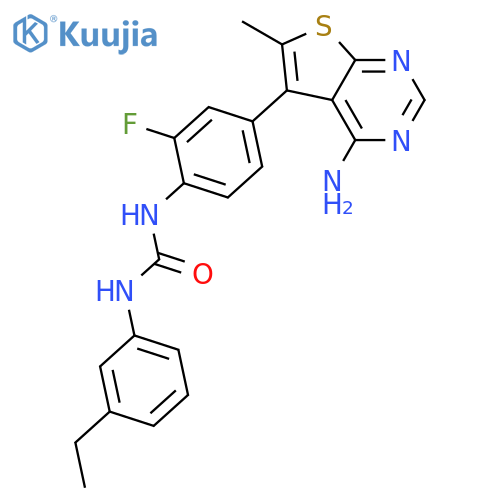 Urea,N-[4-(4-amino-6-methylthieno[2,3-d]pyrimidin-5-yl)-2-fluorophenyl]-N'-(3-ethylphenyl)- structure