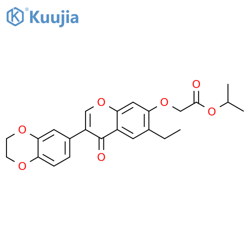 propan-2-yl 2-{3-(2,3-dihydro-1,4-benzodioxin-6-yl)-6-ethyl-4-oxo-4H-chromen-7-yloxy}acetate structure
