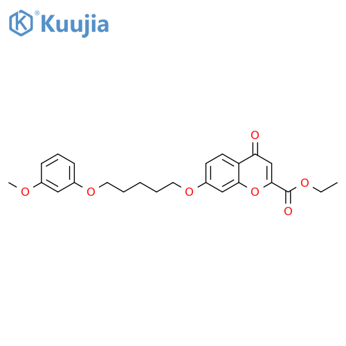 4H-1-Benzopyran-2-carboxylic acid, 7-[[5-(3-methoxyphenoxy)pentyl]oxy]-4-oxo-, ethyl ester structure