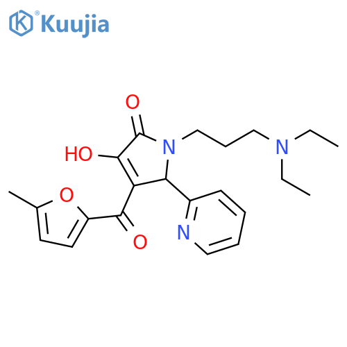 1-3-(diethylamino)propyl-3-hydroxy-4-(5-methylfuran-2-carbonyl)-5-(pyridin-2-yl)-2,5-dihydro-1H-pyrrol-2-one structure