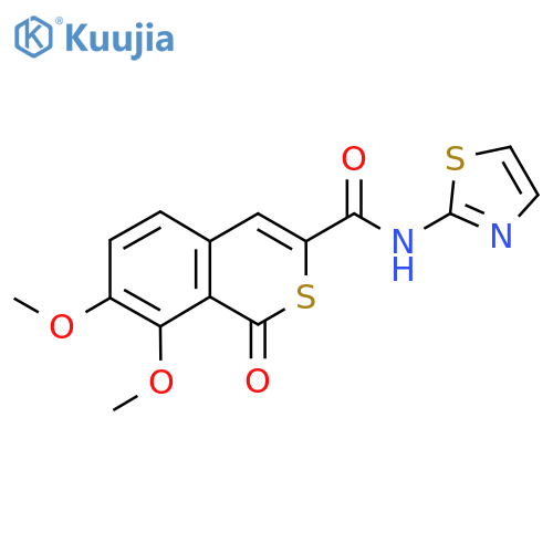 7,8-dimethoxy-1-oxo-N-(1,3-thiazol-2-yl)-1H-isothiochromene-3-carboxamide structure