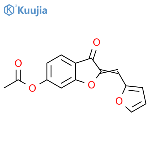 (2Z)-2-(furan-2-yl)methylidene-3-oxo-2,3-dihydro-1-benzofuran-6-yl acetate structure