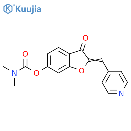 (2Z)-3-oxo-2-(pyridin-4-yl)methylidene-2,3-dihydro-1-benzofuran-6-yl N,N-dimethylcarbamate structure