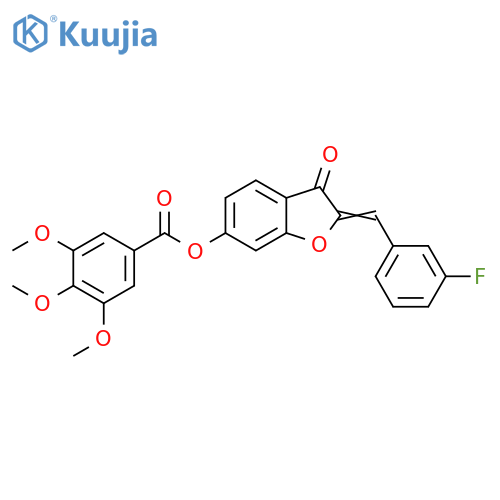 (2Z)-2-(3-fluorophenyl)methylidene-3-oxo-2,3-dihydro-1-benzofuran-6-yl 3,4,5-trimethoxybenzoate structure