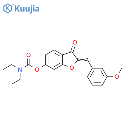 (2Z)-2-(3-methoxyphenyl)methylidene-3-oxo-2,3-dihydro-1-benzofuran-6-yl N,N-diethylcarbamate structure