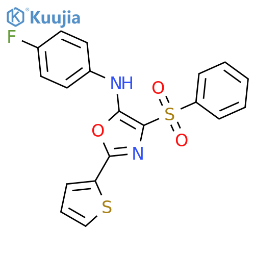 4-(benzenesulfonyl)-N-(4-fluorophenyl)-2-(thiophen-2-yl)-1,3-oxazol-5-amine structure