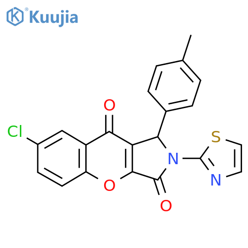 7-chloro-1-(4-methylphenyl)-2-(1,3-thiazol-2-yl)-1H,2H,3H,9H-chromeno2,3-cpyrrole-3,9-dione structure