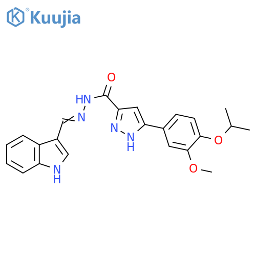 N'-(1E)-(1H-indol-3-yl)methylidene-3-3-methoxy-4-(propan-2-yloxy)phenyl-1H-pyrazole-5-carbohydrazide structure