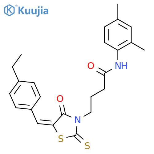 N-(2,4-dimethylphenyl)-4-[(5E)-5-(4-ethylbenzylidene)-4-oxo-2-thioxo-1,3-thiazolidin-3-yl]butanamide structure