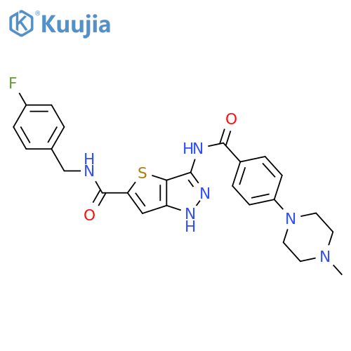 1H-Thieno[3,2-c]pyrazole-5-carboxamide,N-[(4-fluorophenyl)methyl]-3-[[4-(4-methyl-1-piperazinyl)benzoyl]amino]- structure