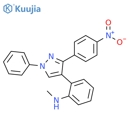 Benzenamine, N-methyl-2-[3-(4-nitrophenyl)-1-phenyl-1H-pyrazol-4-yl]- structure