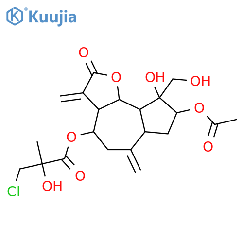 [8-acetyloxy-9-hydroxy-9-(hydroxymethyl)-3,6-dimethylidene-2-oxo-3a,4,5,6a,7,8,9a,9b-octahydroazuleno[4,5-b]furan-4-yl] 3-chloro-2-hydroxy-2-methylpropanoate structure