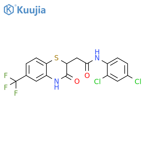 N-(2,4-dichlorophenyl)-2-3-oxo-6-(trifluoromethyl)-3,4-dihydro-2H-1,4-benzothiazin-2-ylacetamide structure