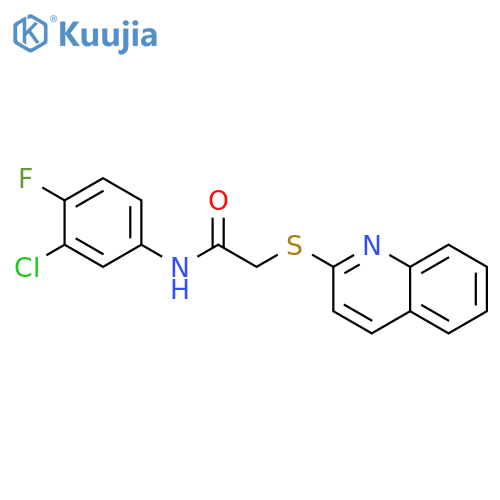 N-(3-chloro-4-fluorophenyl)-2-(quinolin-2-ylsulfanyl)acetamide structure