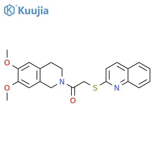 1-(6,7-dimethoxy-1,2,3,4-tetrahydroisoquinolin-2-yl)-2-(quinolin-2-ylsulfanyl)ethan-1-one structure
