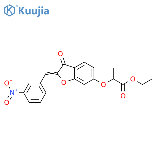 ethyl 2-{(2Z)-2-(3-nitrophenyl)methylidene-3-oxo-2,3-dihydro-1-benzofuran-6-yloxy}propanoate structure