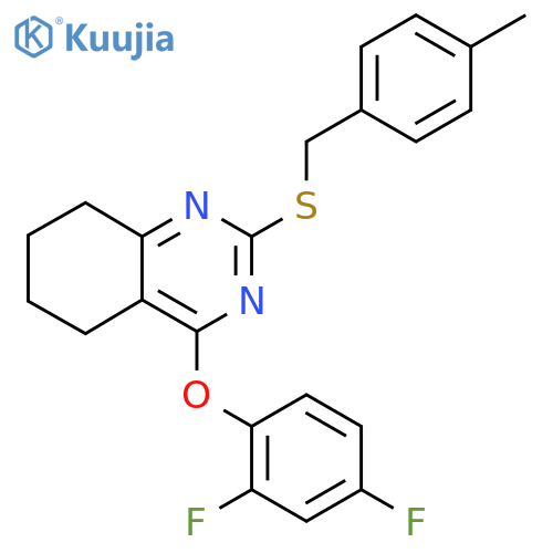 4-(2,4-Difluorophenoxy)-2-{[(4-methylphenyl)methyl]sulfanyl}-5,6,7,8-tetrahydroquinazoline structure